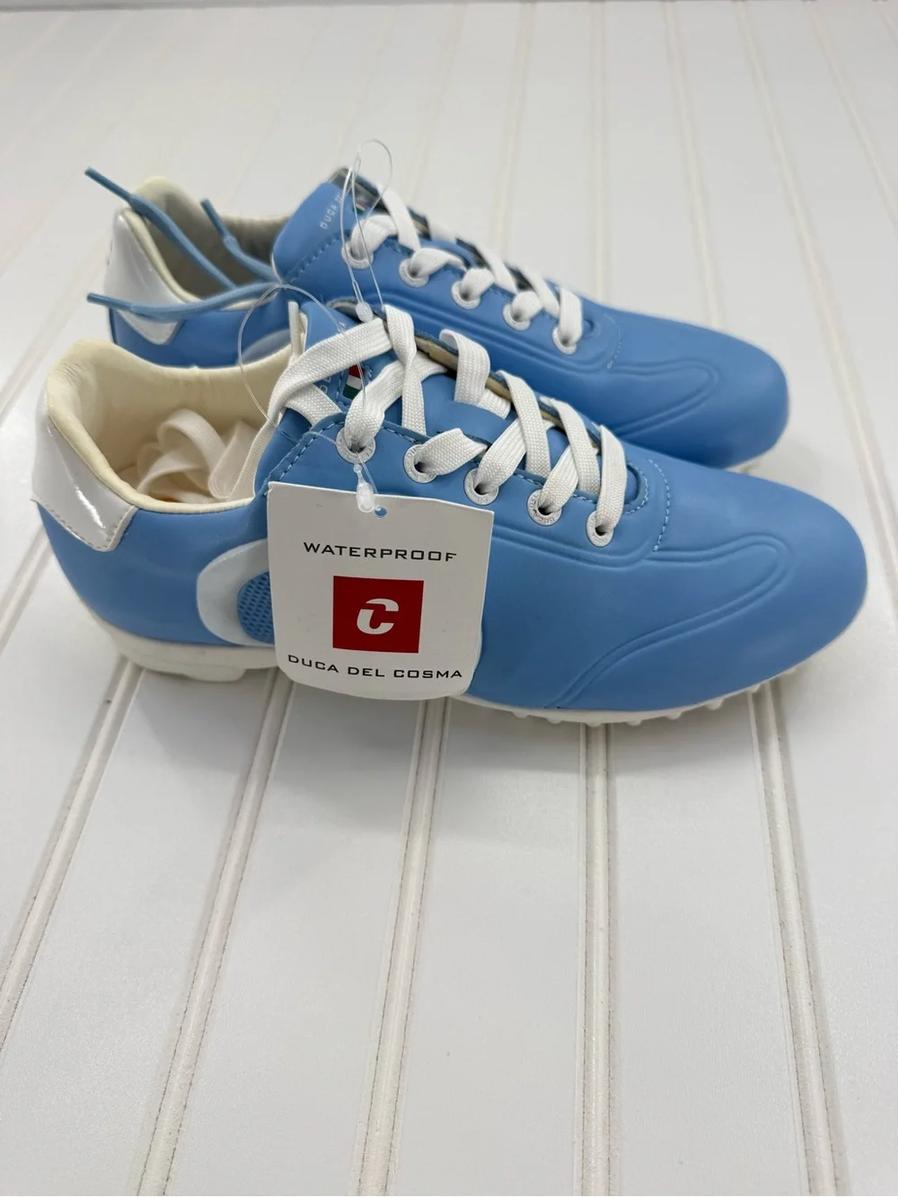 NWT DUCA DEL COSMA Queenscup Women's Spikeless Golf Shoes Baby Blue White Size 7 - Picture 4 of 15